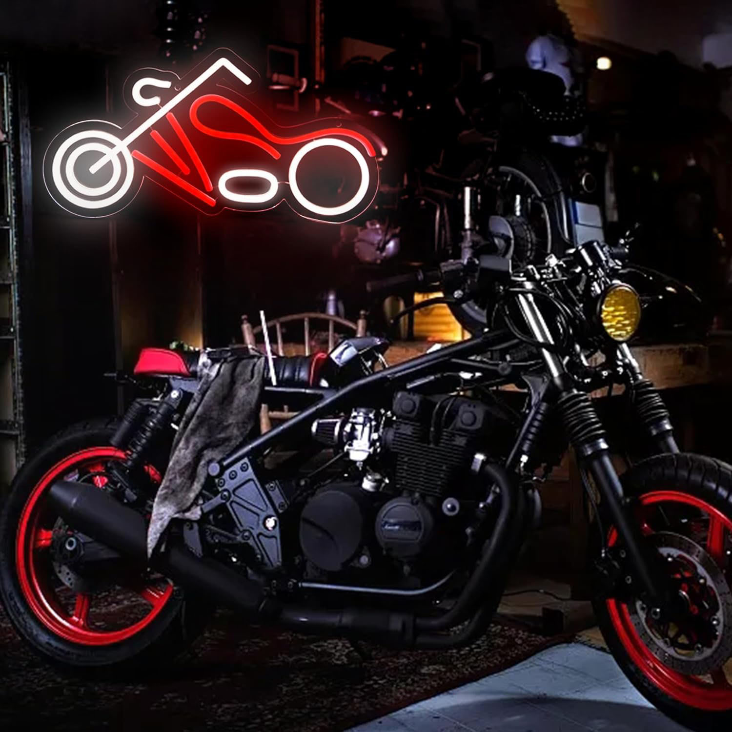 レトロチョッパーバイクネオンサイン調光可能LEDネオンライト - Retro Gaming Usb のレビューと価格