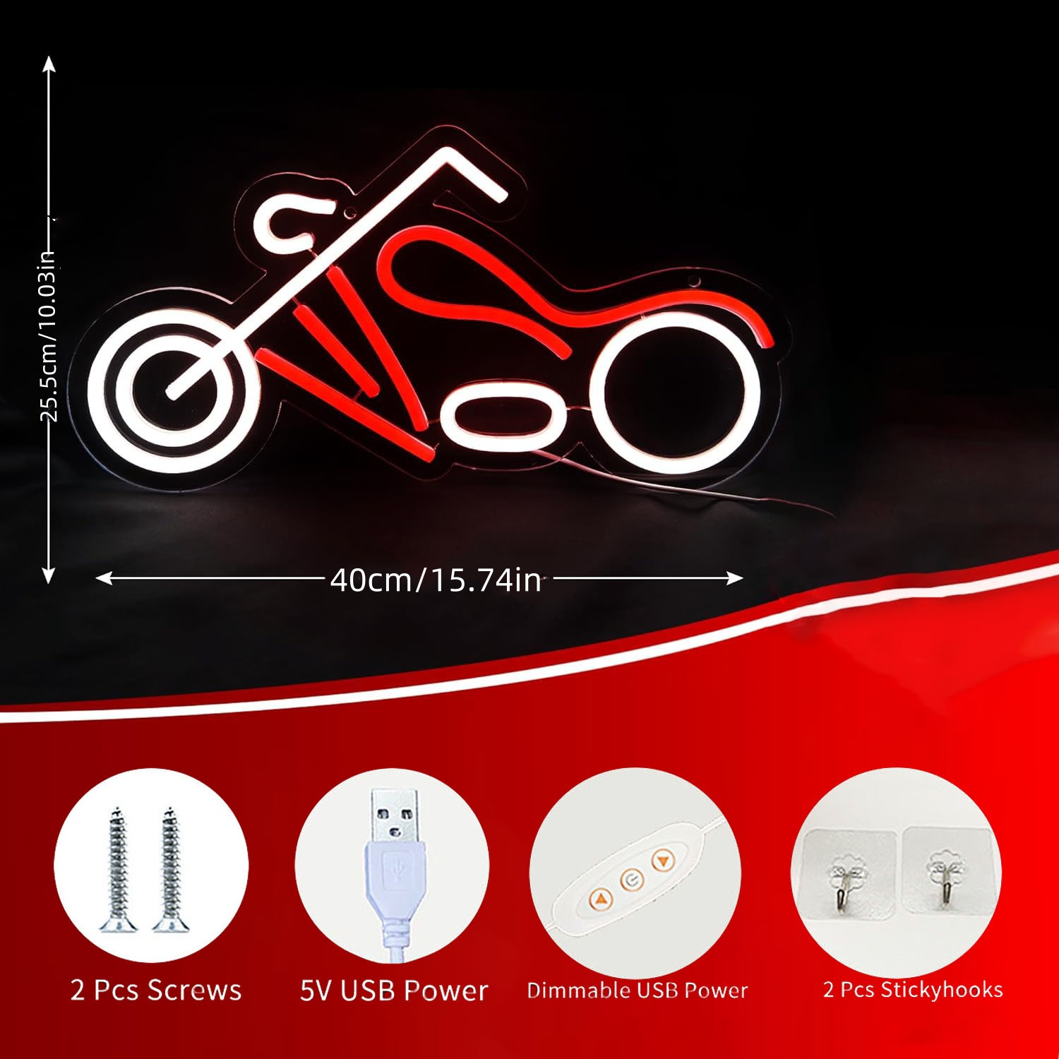 レトロチョッパーバイクネオンサイン調光可能LEDネオンライト - Retro Gaming Usb のレビューと価格