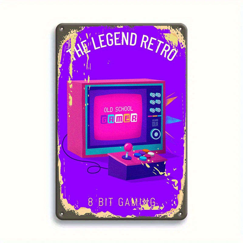 レトロな8ビットゲームのブリキ看板 - ヴィンテージオールド - Game Retro Gaming のレビューと価格