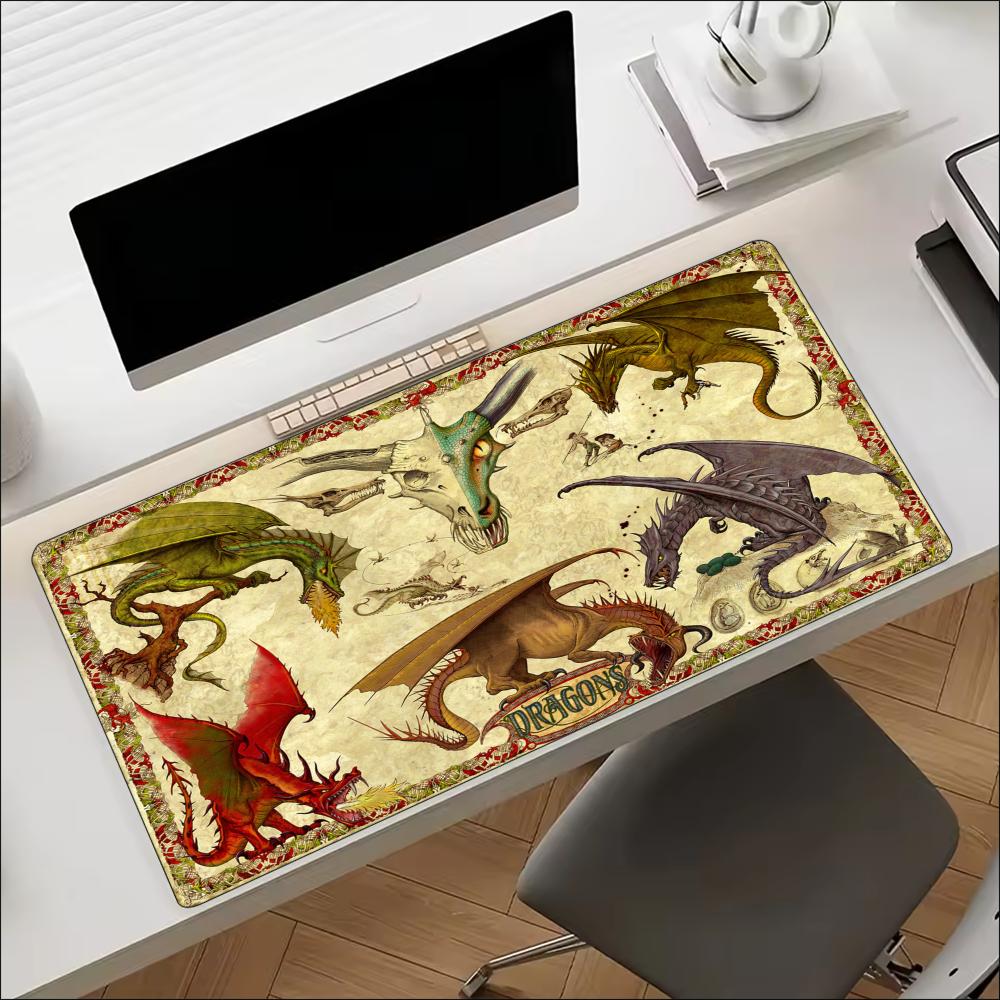 ヴィンテージ風の古紙ドラゴン柄大型マウスパッド、滑り止めゴム - Retro Gaming Laptop のレビューと価格